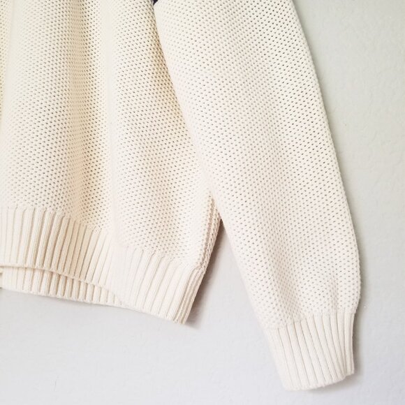 IZOD Men's XXL Sportswear Pullover Fair Isle Chunky Knit Heavy Quarter Zip Cream - Picture 10 of 15